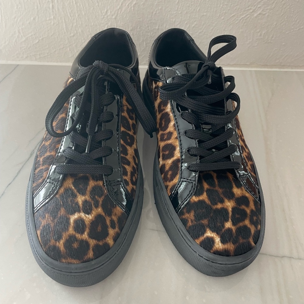 Women THE KOOPLES NWOB Leo Poulain Leather Lace Sneaker-cheetah Print-Fr 39,US8